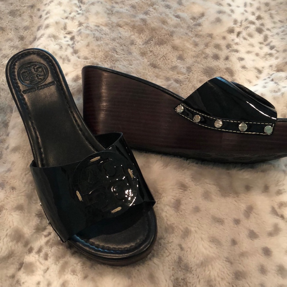 Tory Burch patent leather wedge